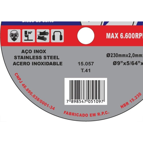 Disco De Corte Para Inox Disflex 9 X 7/8 15057 - Kit C/5 