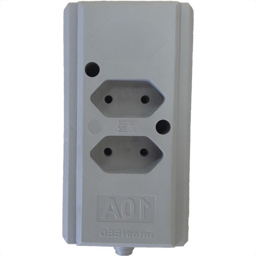 Tomada Barra Interneed   Dupla 10A 2 Polos Cinza 69362