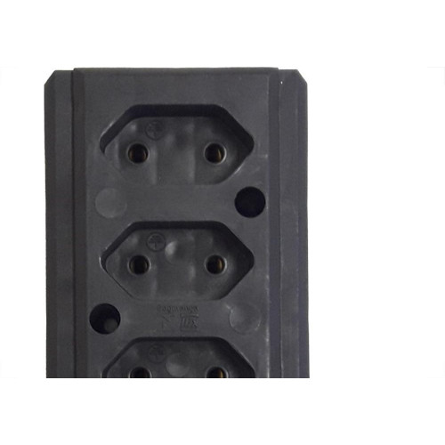 Tomada Barra Interneed   Tripla 10A 2 Polos Preta 69034