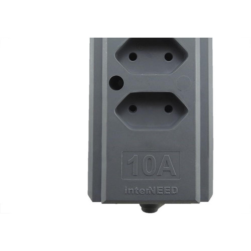 Tomada Barra Interneed   Quadrupla 10A 2 Polos Cinza 69188