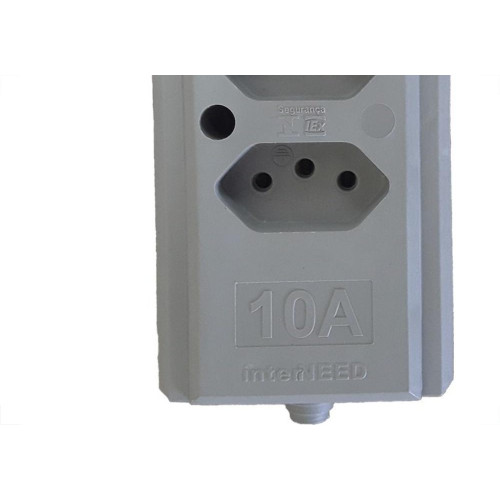 Tomada Barra Interneed   Dupla 10A 2 Polos +Terra Cinza 68914