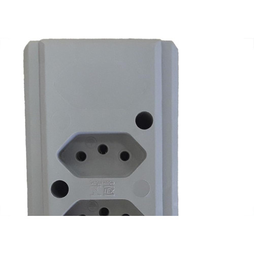Tomada Barra Interneed   Dupla 10A 2 Polos +Terra Cinza 68914