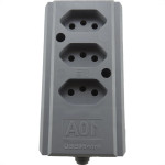 Tomada Barra Interneed   Tripla 10A 2 Polos +Terra Cinza 66231
