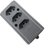 Tomada Barra Interneed   Tripla 10A 2 Polos +Terra Cinza 66231