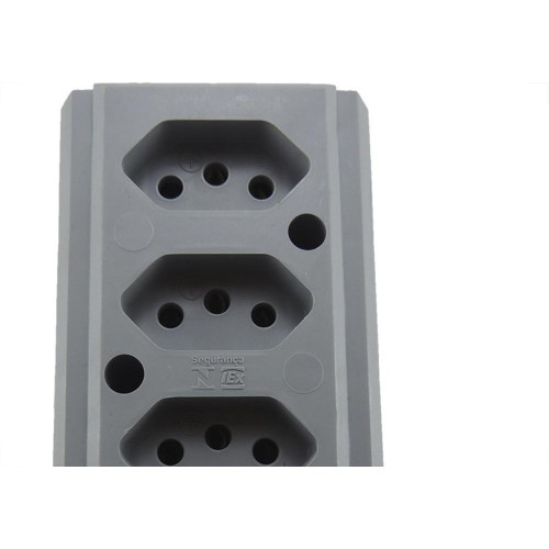 Tomada Barra Interneed   Tripla 10A 2 Polos +Terra Cinza 66231