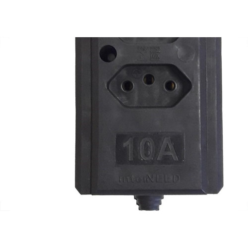 Tomada Barra Interneed   Tripla 10A 2 Polos +Terra Preta 66170