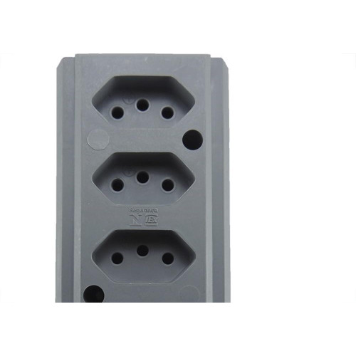 Tomada Barra Interneed Tam.G Quadrupla 10A 2 Polos +Terra Cinza 66323