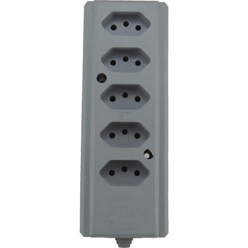 Tomada Barra Interneed   Quintupla 10A 2 Polos +Terra Cinza 66415