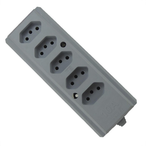 Tomada Barra Interneed   Quintupla 10A 2 Polos +Terra Cinza 66415