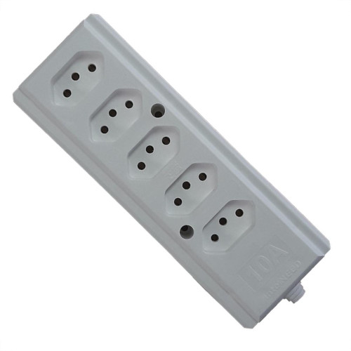 Tomada Barra Interneed   Quintupla 10A 2 Polos +Terra Branca 66385