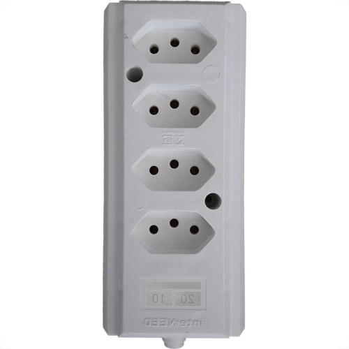 Tomada Barra Interneed   Quadrupla 10/20A 2 Polos +Terra Branca 66569