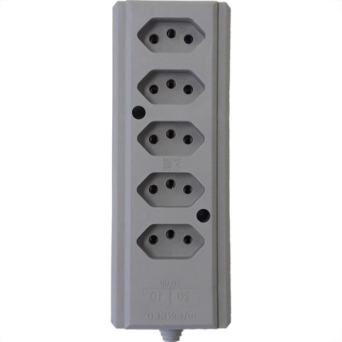 Tomada Barra Interneed   Quintupla 10/20A 2 Polos +Terra Cinza 66682