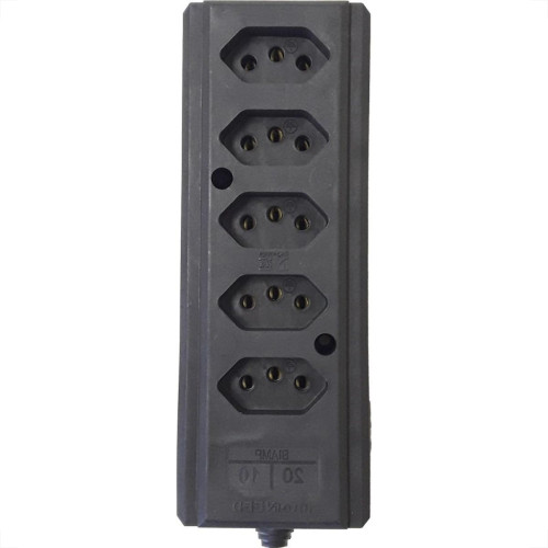 Tomada Barra Interneed   Quintupla 10/20A 2 Polos +Terra Preta 66620