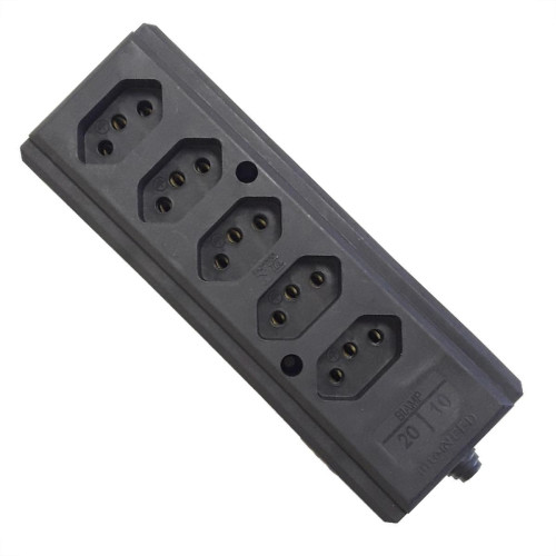 Tomada Barra Interneed   Quintupla 10/20A 2 Polos +Terra Preta 66620