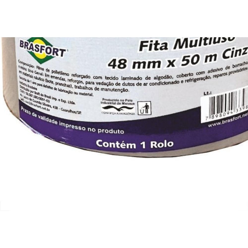 Fita Silver Tape Brasfort Multiuso 48 X 50M Cinza 7549