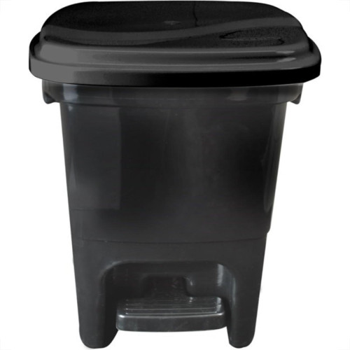 Lixeira Plasvale Com Pedal 15L Preta Quadrada 