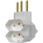 Pino 3 Saidas 2 Polos+Terra Exatronic Branco Sp2033Bc - Kit C/12 