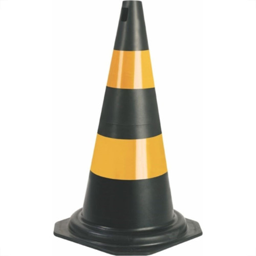 Cone Flexivel Plastcor Plastico Preto Refletivo 50Cm 