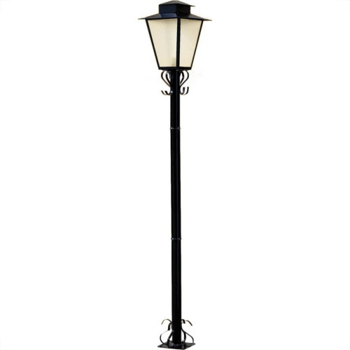 Poste Jardim Ideal Quadrado 1,76M P3 Preto Com Vidro 2247