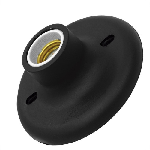 Plafonier Pvc Taschibra Preto Redondo Soquete Porcelana E27 -02