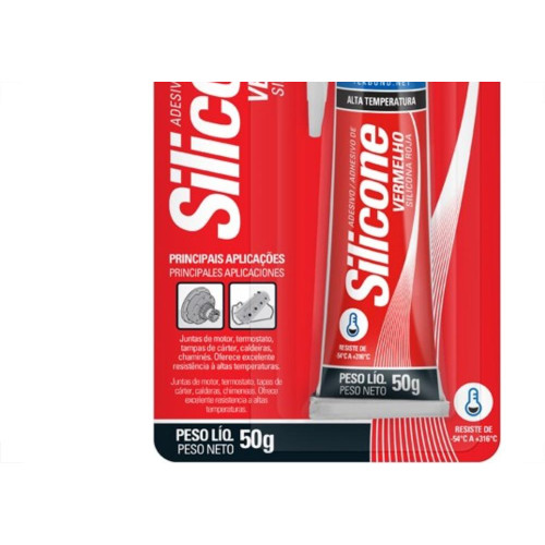 Cola Silicone Tekbond 50G Alta Temperatura Vermelha 