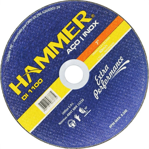 Disco De Corte Para Inox Hammer 7''X1.6Mm Gydi1100 Disco De Corte Para Inox Hammer 7''X1.6Mm Gydi1100