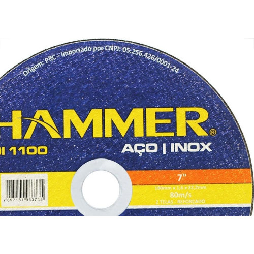 Disco De Corte Para Inox Hammer 7''X1.6Mm Gydi1100 Disco De Corte Para Inox Hammer 7''X1.6Mm Gydi1100