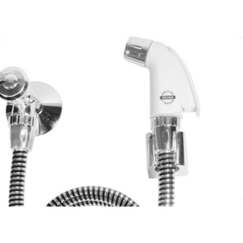 Ducha Higienica Higiban Cromada 1M Com Registro Com Gatilho Branco 303984