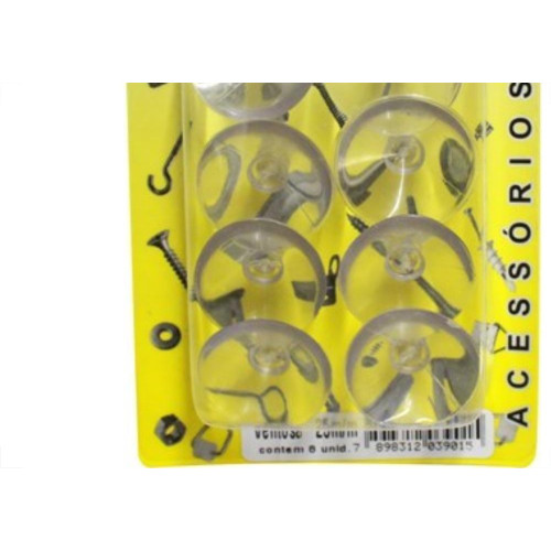 Cartela Ventosa Silicone Preguim 25Mm Com 08 Pecas  - Kit C/10 