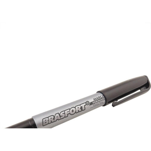 Caneta Marcacao Permanente Brasfort Ponta Fina Preta 7855 - Kit C/12 