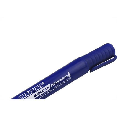 Caneta Marcacao Permanente Brasfort Ponta Grossa Azul 7857 - Kit C/12 