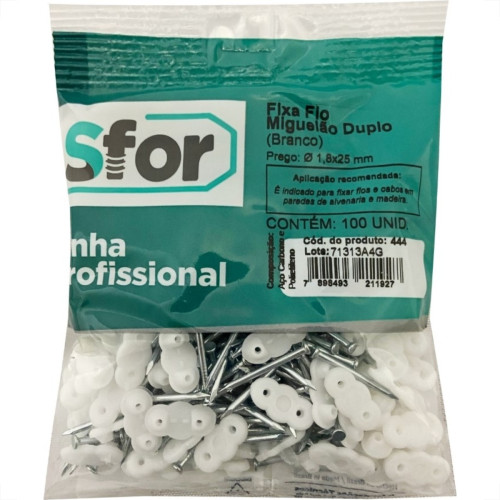 Grampo Fixa Fio Miguelao Duplo Sforplast Com 100 Pecas 444