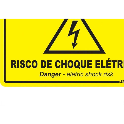 Placa Sinalizacao Poliestireno 15X20 ''Perigo Risco De Choque Eletrico''  220By