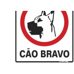 Placa Sinalizacao Poliestireno 20X30 ''Cuidado Cao Bravo''  250Ah