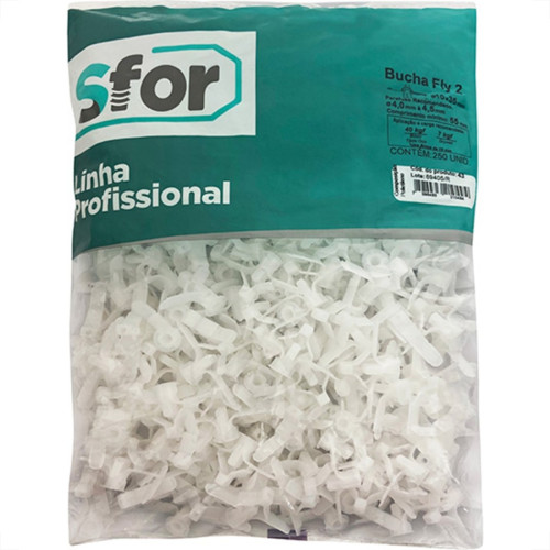 Bucha Fixacao Sforplast Gesso Drywall 2'' 04 A 16 250 Pecas Fly 43