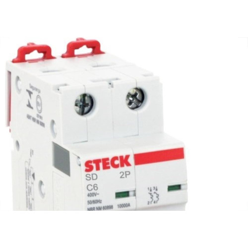 Disjuntor Steck Din Bipolar 06A   Sdd62C06
