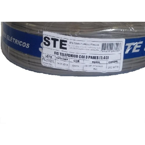 Fio Telefone 3 Pares Cci Ste Cinza 200M Pr 675
