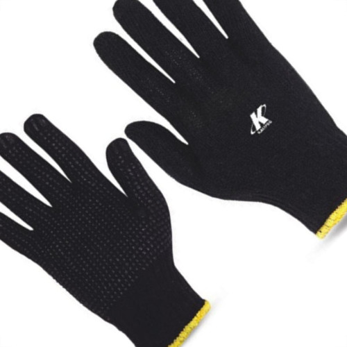 Luva Malha Kalipso Preta Trico Pigmentado Preto Par  - Kit C/12 