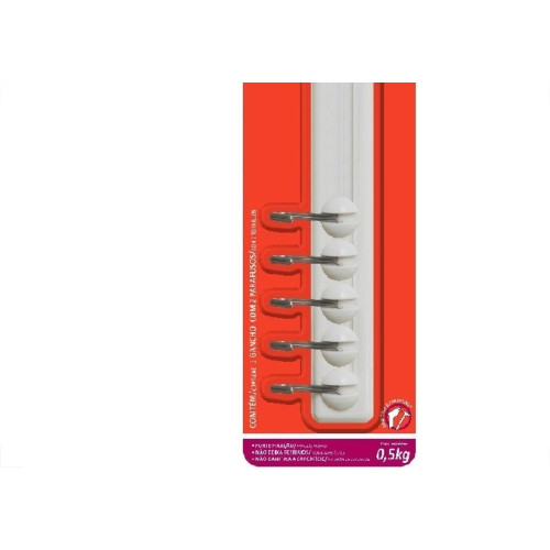 Gancho Adesivo Primafer Branco Plastico/Metal Ajustavel 0,5 1Kg 1Peca Pr2564