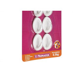 Gancho Adesivo Primafer Branco Plastico 0,5 1Kg 6Pecas Pequeno 2501
