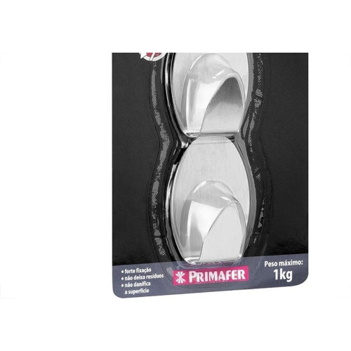 Gancho Adesivo Primafer Branco Inox 1 1Kg 2Pecas Medio Pr2592