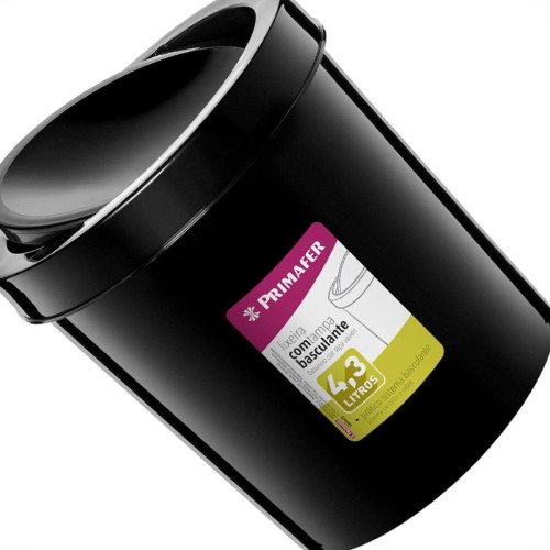 Lixeira Primafer Basculante 4,3L Preta Pr1017-8