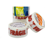 Fita Embalagem Koretech Cuidado Fragil Branca 48X50 Pa.18.01.0.0007 - Kit C/5 