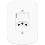 Conjunto Fame 4X2 Branco Com Placa 1Simples+Tomada 20A 