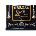 Caixa Carta Real Plastico''Pombo''N26P Preta Pequena 448