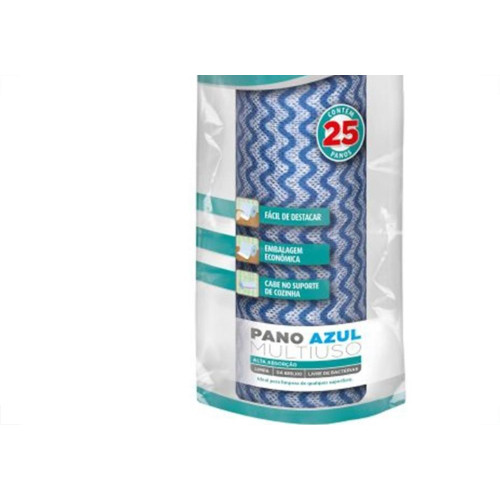 Pano Limpeza Flashlimp Mult Azul Rolo Com 25Pecas Flp4571