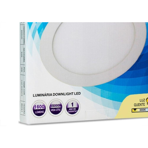 Luminaria Led Plafon Galaxy Embutir Redondo 24W 3000K 29Cm 1859S