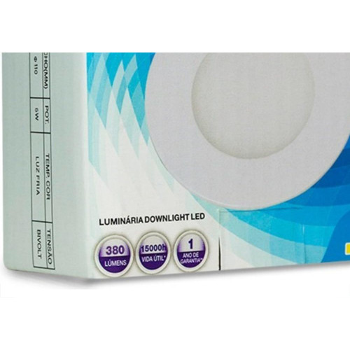 Luminaria Led Plafon Galaxy Embutir Redondo 06W 6500K 9Cm 1867S