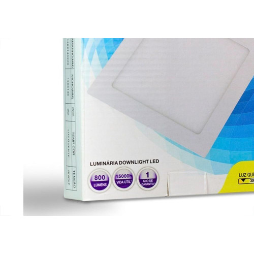Luminaria Led Plafon Galaxy Embutir Quadrado 12W 3000K 16,7Cm 1898S