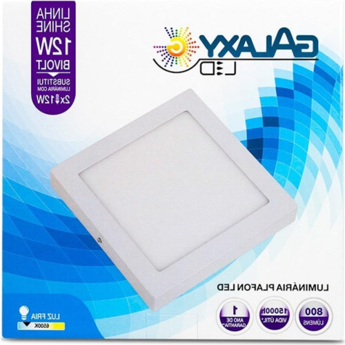 Luminaria Led Plafon Galaxy Externo Quadrado 12W 6500K 15,5Cm 2058S